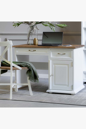 Tömörfa Provence stílusú PC íróasztal 100x78x60 cm világos színben